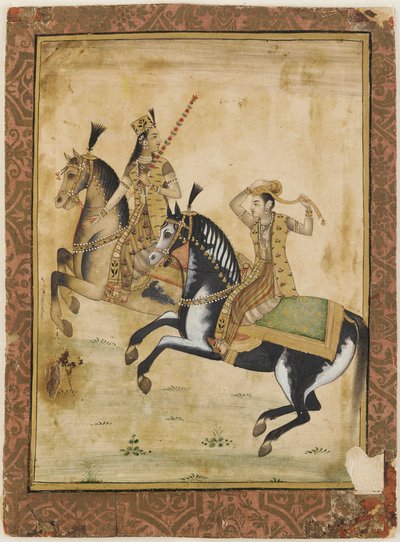 Prinssi ja prinsessa hevosen selässä, 1700-luku. tekijältä Unbekannt