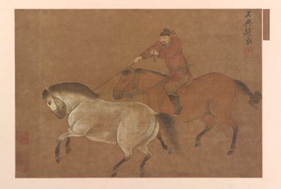 Ratsastaja lassoi hevosta, Ming-dynastia, 1369-1644. tekijältä Unbekannt