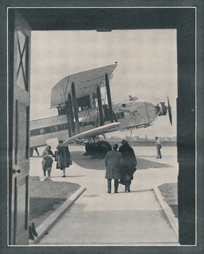 Modernin maailman symboli - Matkustajat saapuvat Croydonin lentoasemalle, c1935 tekijältä Unbekannt