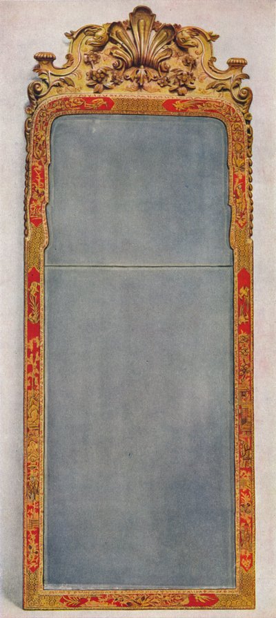 Erittäin harvinainen laiturilasi c1720 punaisella lakalla koristeltu kehyksessä, c1720, 1936 tekijältä Unbekannt