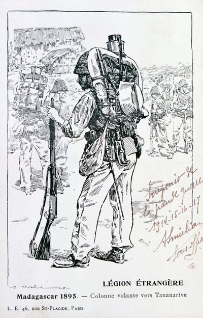 Ranskan muukalaislegioonan kolonni etenee kohti Tananarivea, Madagaskar, 1895 tekijältä Unbekannt