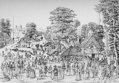 Juhla Horselydownissa, Southwarkissa, vuonna 1590, 1904 tekijältä Unbekannt