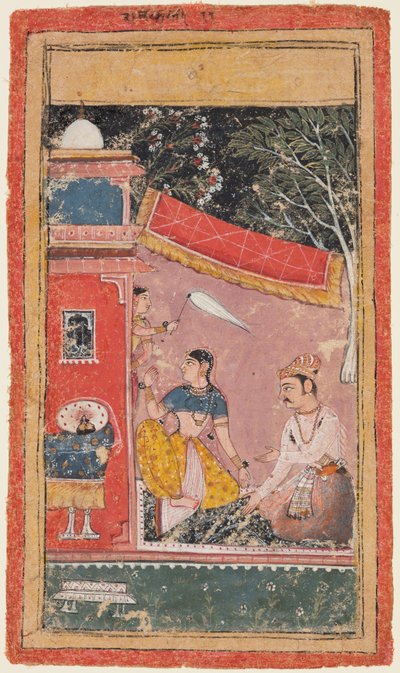 Sivu Ragamala-sarjasta: Hindol Ragan Ramakali Ragini, c. 1610. tekijältä Unbekannt
