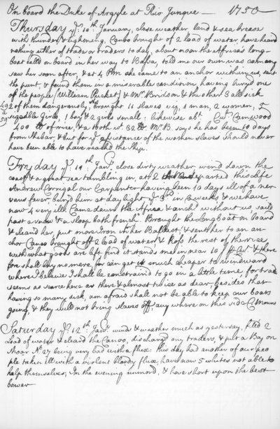 Sivu John Newtonin päiväkirjasta, 1750-1754 1965 tekijältä Unbekannt