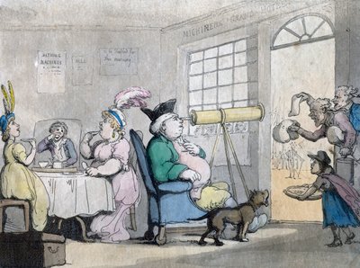 Viehättävä herrasmies katsomassa teleskoopin läpi, 1800-luku tekijältä Unbekannt