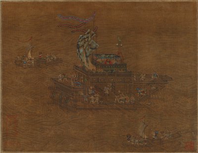 Kuninkaallinen proomu merellä, Ming- tai Qing-dynastia, 1500-1600-luku. tekijältä Unbekannt