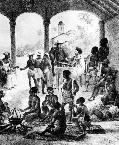 Orjamarkkinat Martiniquella 1800-luvun alussa tekijältä Unbekannt
