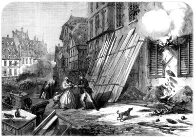 Katu Strasbourgissa piirityksen ja pommituksen aikana, Ranskan ja Preussin sota, 1870 tekijältä Unbekannt