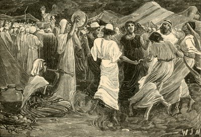 Aaron ja israelilaiset palvomassa vasikkaa, 1890. tekijältä Unbekannt