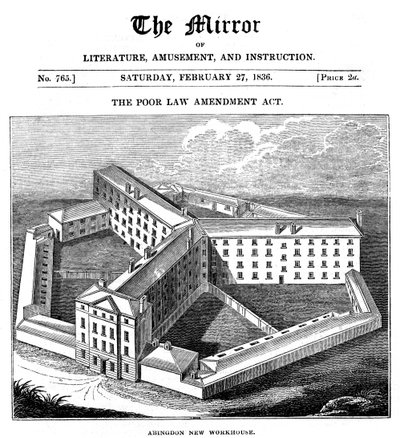 Abingdon Workhouse, Oxfordshire, rakennettu Abingdon Unionille, 1836 tekijältä Unbekannt