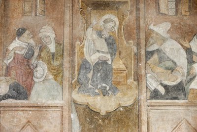 Abondance-luostarikirkon fresko: Jeesus rabbien kanssa, Abondance, Ranska tekijältä Unbekannt