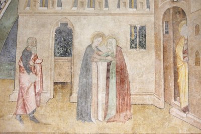 Abondance-luostarikirkon fresko: Visitation, Abondance, Ranska tekijältä Unbekannt
