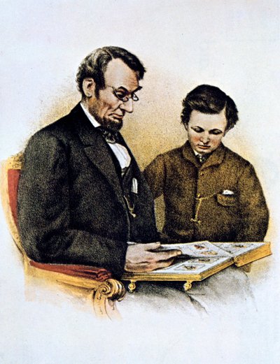 Abraham Lincoln ja hänen poikansa Tad, 9. helmikuuta 1864 tekijältä Unbekannt