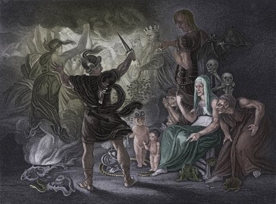 IV näytös Kohtaus i Macbethistä, 1800-luku tekijältä Unbekannt