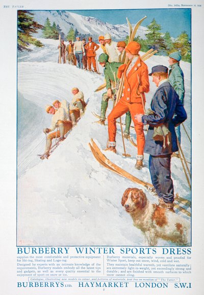 Mainos Burberryn talviurheilumekosta, 1928 tekijältä Unbekannt