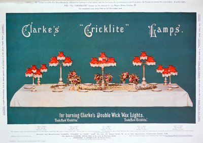 Clarkes Cricklite -lamppujen mainos, 1899 tekijältä Unbekannt