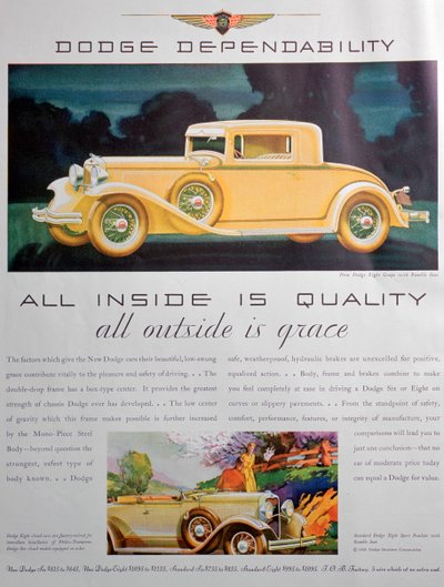 Dodge-autojen mainos, 1931 tekijältä Unbekannt