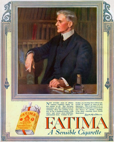 Fatima-savukkeiden mainos, 1916 tekijältä Unbekannt