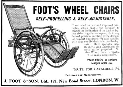 Mainos Foots-pyörätuoleista, 1910 tekijältä Unbekannt