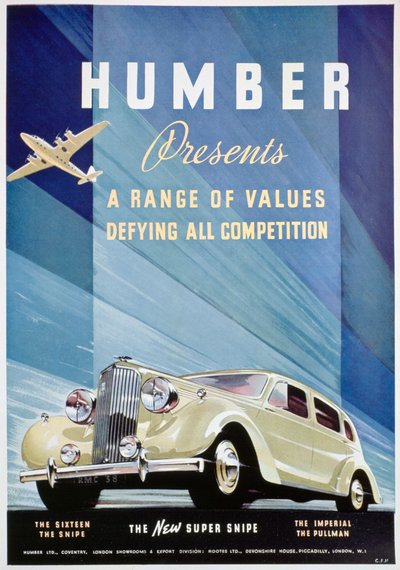 Humber-autojen mainos, 1938 tekijältä Unbekannt