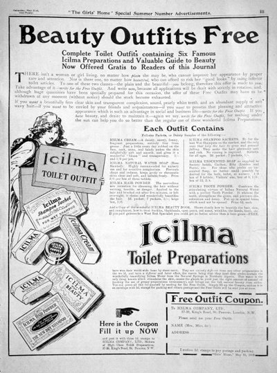 Icilma WC-valmisteiden mainos, 1913 tekijältä Unbekannt