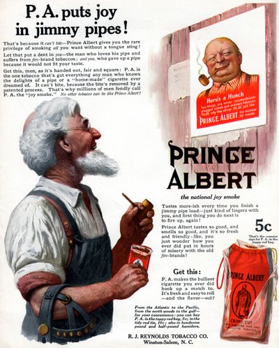 Mainos Prince Albert piipputupakasta, 1913 tekijältä Unbekannt