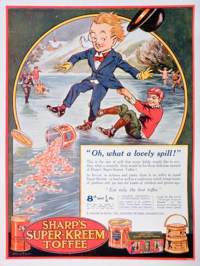 Mainos Sharps Super-Kreem Toffeesta, 1923 tekijältä Unbekannt
