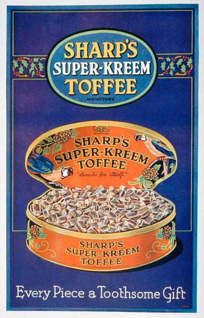 Mainos Sharps Super-Kreem Toffeelle, 1928 tekijältä Unbekannt