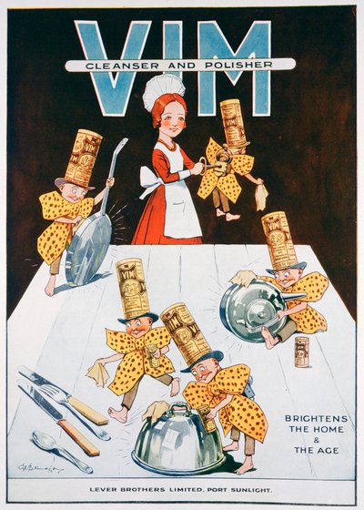 Vim puhdistus- ja kiillotusaineen mainos, 1919 tekijältä Unbekannt