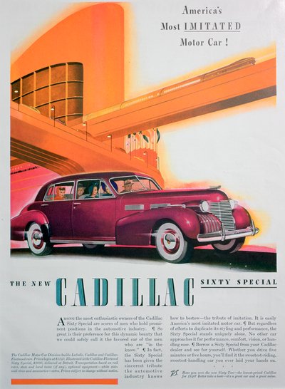 Mainos Cadillac Sixty Special -autosta, 1940 tekijältä Unbekannt