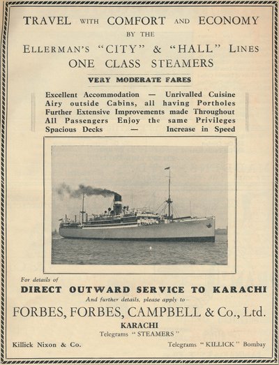 Mainos Ellermansin höyrylaivoille, 1936. tekijältä Unbekannt