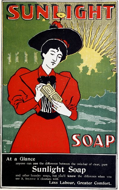 Mainos Sunlight kotitaloussaippuaan, c1890 tekijältä Unbekannt