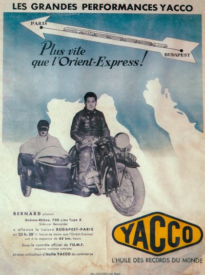 Yacco-moottoriöljyn mainos, 1936 tekijältä Unbekannt