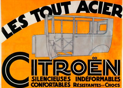 Mainos täysteräksisille Citroen-autoille, c1924 tekijältä Unbekannt