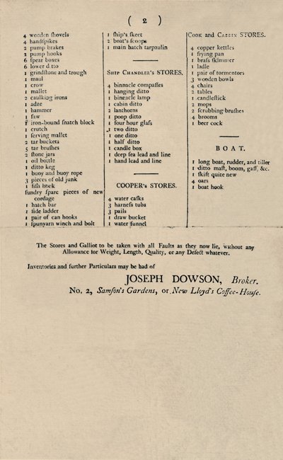 Ilmoitus alennusmyynnistä Lloydsissa, 1796, 1928 tekijältä Unbekannt