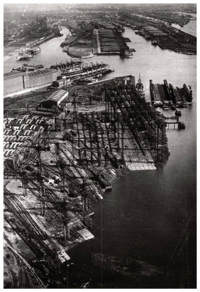 Ilmakuva Bremer Vulkan -telakasta, Bremen, Saksa, Zeppelinistä, c1931 1933 tekijältä Unbekannt