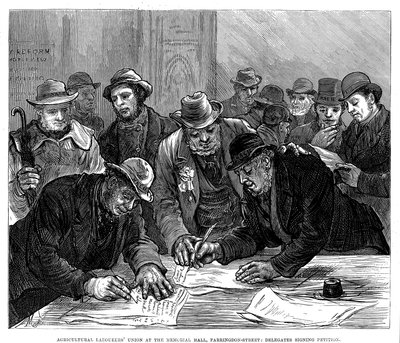 Maatalouden työväenliiton kokous Farringdon Streetillä, Lontoossa, 1877 tekijältä Unbekannt