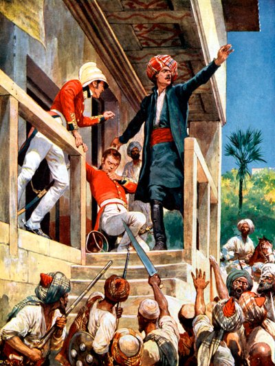 Alexander Burnes, skotlantilainen diplomaatti, jonka afgaanit murhasivat ensimmäisen Anglo-Afganistani-sodan aikana, 1841 tekijältä Unbekannt