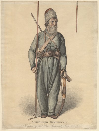 Aleksanteri Zemlyanukhin, Donin rykmentin kasakka, noin 1813 tekijältä Unbekannt