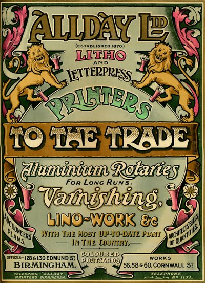 Allday Ltd - ilmoitus, 1907 tekijältä Unbekannt