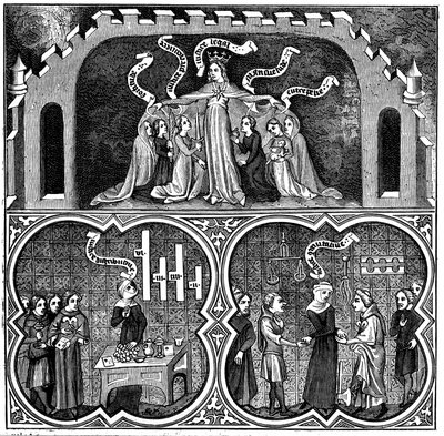 Oikeudenmukaisuuden allegoria, Aristoteleen etiikka, 1300-luku tekijältä Unbekannt