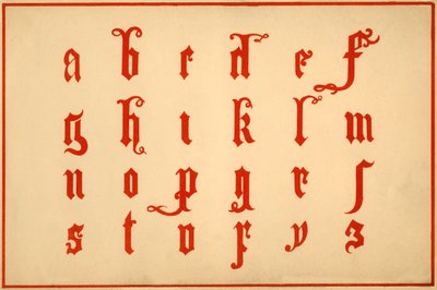 Aakkoset, kirjaimet a-z, pienet kirjaimet tekijältä Unbekannt