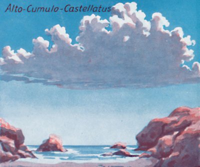 Alto-Cumulo-Castellatus - Kymmeniä tärkeimmistä pilvimuodoista taivaalla, 1935 tekijältä Unbekannt