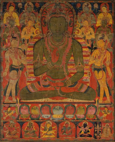Amoghasiddhi, pohjoisen puhtaan maan Buddha, n. 1200-50. tekijältä Unbekannt