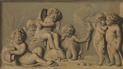 Amorini pelaa yhtenä parista, 1770-90. tekijältä Unbekannt
