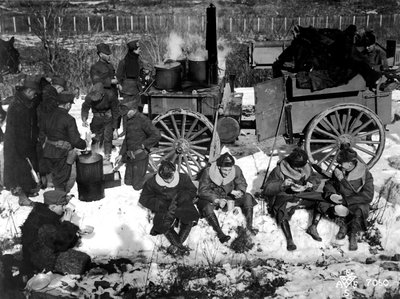 Amerikkalainen jalkaväen leiri Siperiassa, Venäjällä, joulukuussa 1918. tekijältä Unbekannt