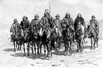 Araucanian mapuche-päällikkö ja hänen esikuntansa, ChileArgentiina, 1895 tekijältä Unbekannt
