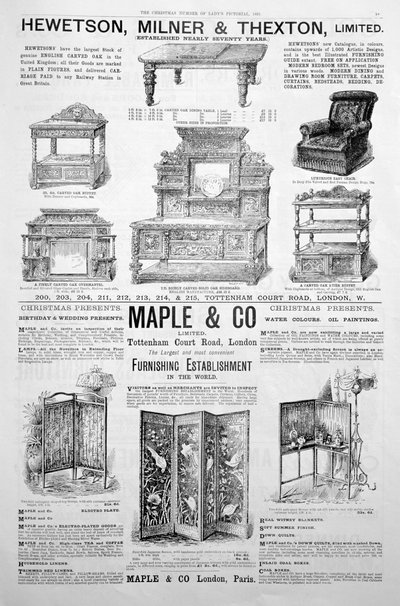 Mainossivu Ladys Pictorial -lehden joulussa 1891 tekijältä Unbekannt