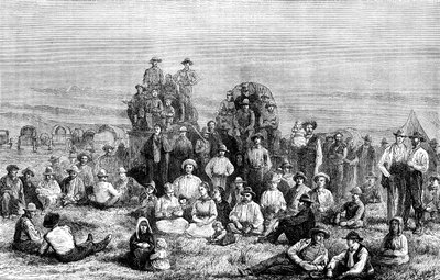Mormonikäännynnäisten leiri autiomaassa, c1846 c1880 tekijältä Unbekannt
