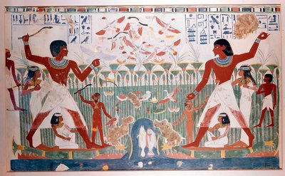 Muinaiset egyptiläiset metsästävät luonnonvaraisia lintuja heittokaivoilla tekijältä Unbekannt